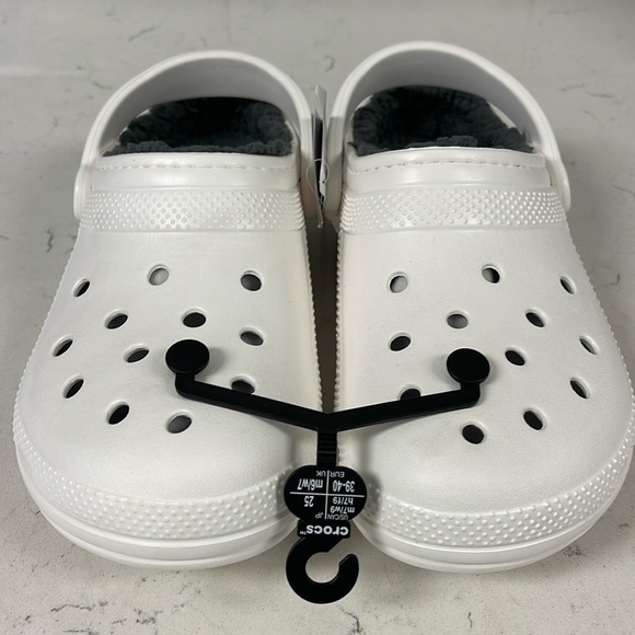 Crocs Classic Lined Clogs NWT White & Grey Unisex Size Women’s 9 - Mens 7 - Picture 4 of 17